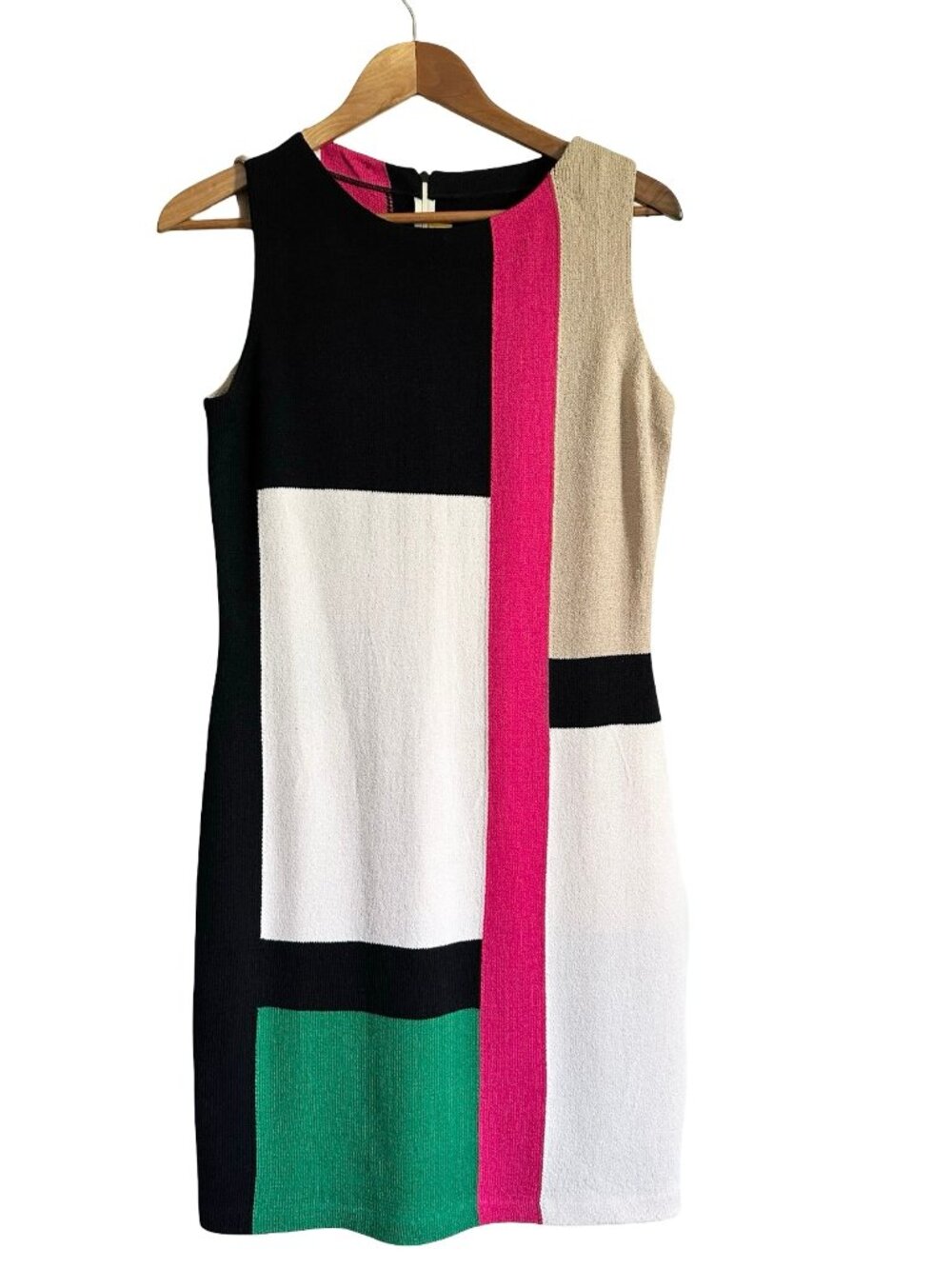 St. John Santana Knit Sheath Tank Style Colorblock Dress Sz 6